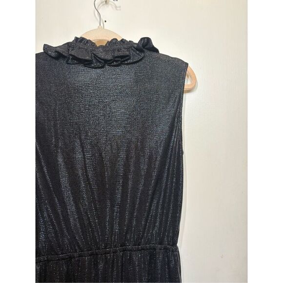 ZAC zac Posen black jumpsuit metallic black wide leg size 10 - Picture 15 of 16